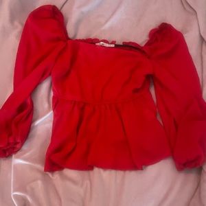 Off the shoulder red top